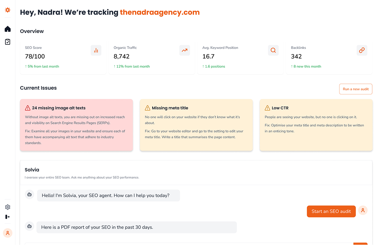 Solvia SEO Dashboard